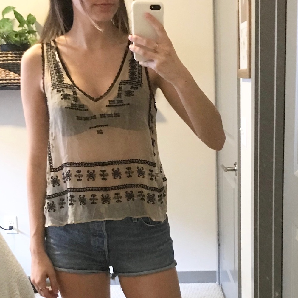 Sheer Aztec Flowy Tank